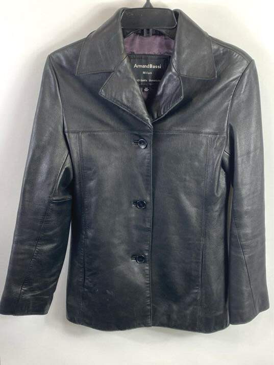 Amand Bassi Women Black Leather Jacket XS image number 1