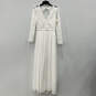 NWT Womens White Lace Long Sleeve V-Neck Back-Zip Maxi Dress Size Large image number 1
