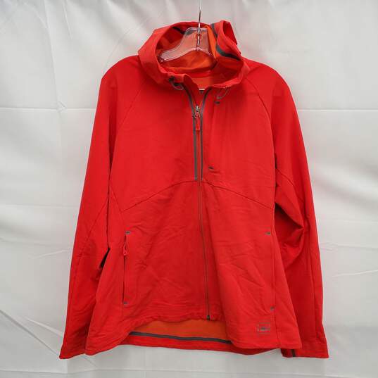 REI WM's Twisp Softshell Red Orange Hooded Windbreaker Size XL image number 1