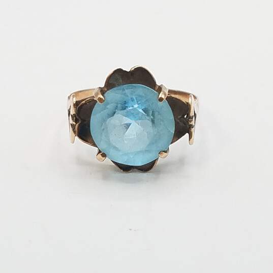 10K Gold Blue Gemstone Sz 7 1/2 Ring 2.7g image number 1