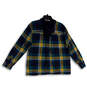 Womens Multicolor Plaid Long Sleeve Hooded Button-Up Shirt Size Large image number 2
