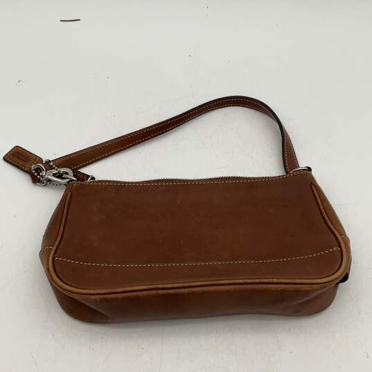 Womens Brown Leather Hampton Demi Zipper Charm Small Clutch Shoulder Handbag image number 2