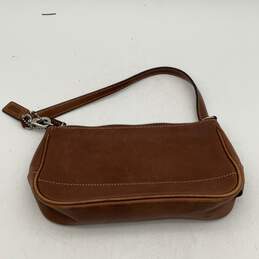 Womens Brown Leather Hampton Demi Zipper Charm Small Clutch Shoulder Handbag alternative image