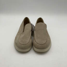 NWT Mens Beige Leather Round Toe Slip-On Classic Moccasin Shoes Size 9