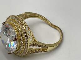 925 Yellow Gold Womens Zircon Stone Round Shape Band Ring Size 7 5.4g alternative image