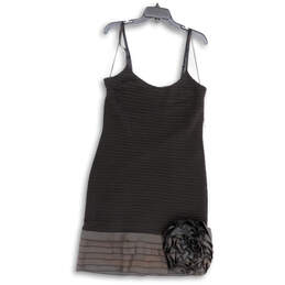 Womens Black Striped Spaghetti Strap Pullover Bodycon Dress Size 12 alternative image