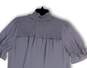 NWT Womens Gray Ruffle Short Sleeve Smocked Pullover Blouse Top Size Small image number 4