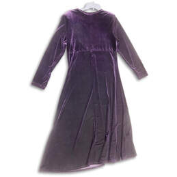 Womens Purple Round Neck 3/4 Sleeve Knee Length Fit & Flare Dress Size 12 alternative image