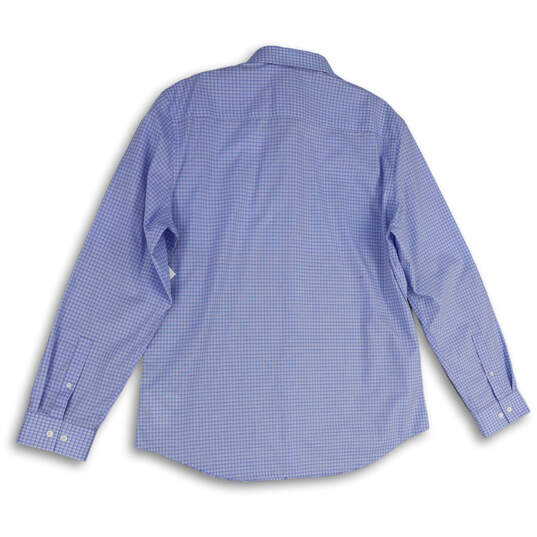 NWT Mens Blue White Check Spread Collar Long Sleeve Button-Up Shirt Size XL image number 2
