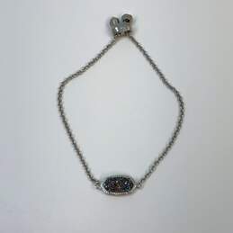 Designer Kendra Scott Silver-Tone Drusy Adjustable Elaina Chain Bracelet
