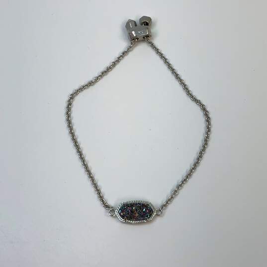 Designer Kendra Scott Silver-Tone Drusy Adjustable Elaina Chain Bracelet image number 1