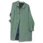 Mens Green Spread Collar Long Sleeve Button Front Trench Coat Size 44 image number 1