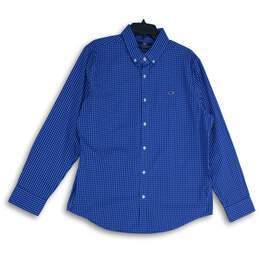 Vineyard Vines Mens Blue Gingham Long Sleeve Collared Button-Up Shirt Size L