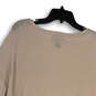 Womens Tan Short Sleeve Round Neck Side Slit Pullover Blouse Top Size M image number 4