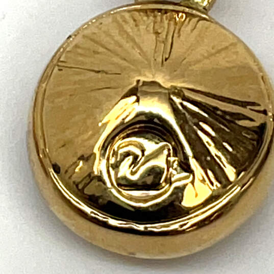 Designer Swarovski Gold-Tone Cubic Zirconia Classic Bezel Drop Earrings image number 4