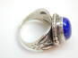 Southwestern Sterling Silver Oval Lapis Stamped Ring 9.3g image number 4