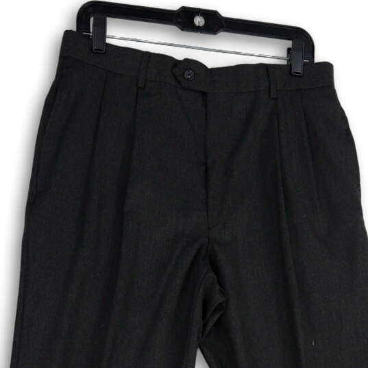 NWT Mens Gray Pleated Slash Pocket Straight Leg Dress Pants Size 33R image number 3