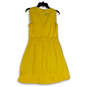 NWT Womens Yellow Sleeveless Pleated Front A-Line Dress Size L Petite image number 2