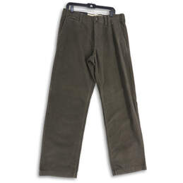 NWT Mens Gray Flat Front Slash Pocket Straight Leg Chino Pants Size 35X34