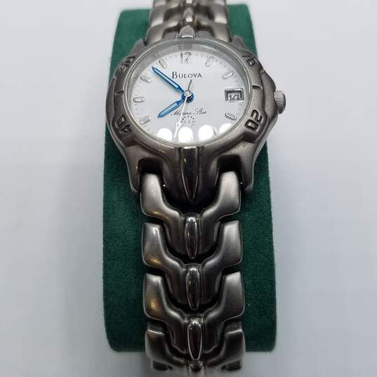 Vintage Bulova Marine Star Unique Linked Stainless Steel Watch image number 9