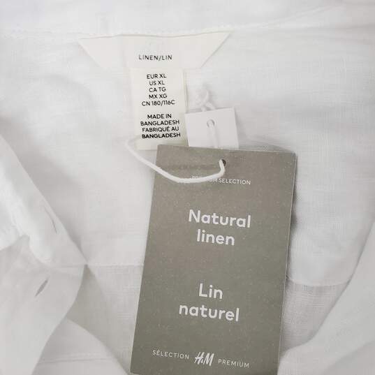 NWT H&M Natural Linen WM's Long Sleeve White Shirt Size XL image number 3