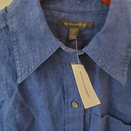 Banana Republic Blue Button Up Top with Tags in Size XS Petite alternative image