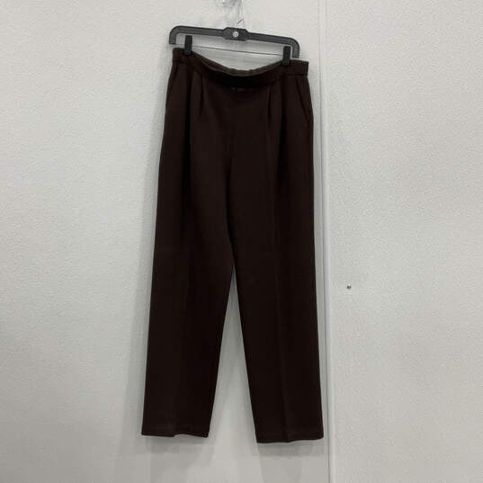 Womens Brown Flat Front Slash Pockets Straight Leg Ankle Pants Size 8 image number 2