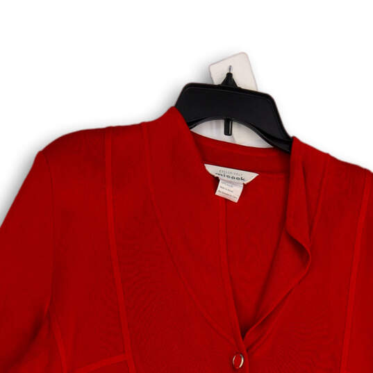 Womens Red Tight-Knit Long Sleeve Button Front Cardigan Sweater Size Large image number 3