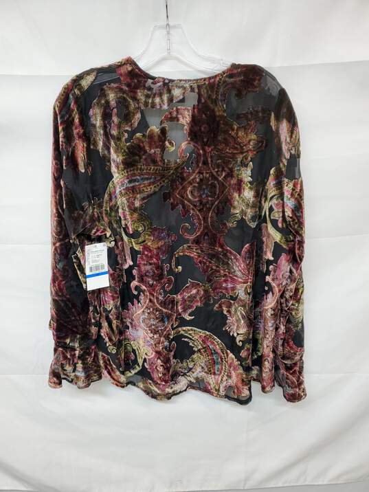Wm Karen Kane Silk Velvet Blouse Flared Sleeves Sz XL W/Tag image number 4