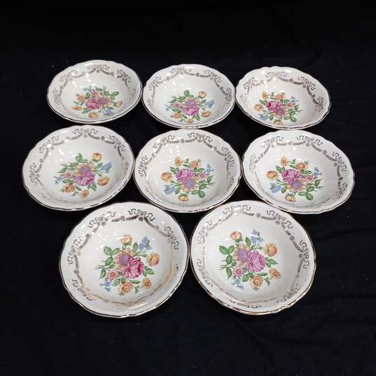 8pc Set of Edwin M. Knowles Semi Vitreous Ice Cream Bowls image number 2