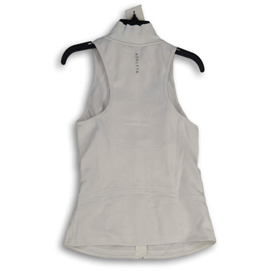 NWT Womens White Sleeveless Mock Neck Full-Zip Activewear Vest Size Small image number 2