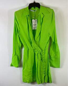 Zara Lime Green Casual Dress - Size Medium