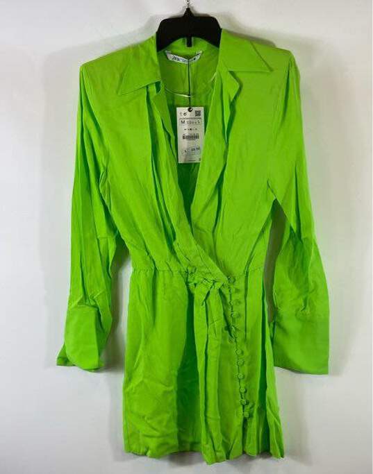 Zara Lime Green Casual Dress - Size Medium image number 1