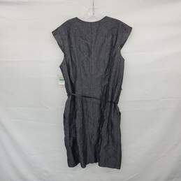 Donna Morgan Gray Linen Cotton Blend Belted Sheath Dress WM Size 16 NWT alternative image