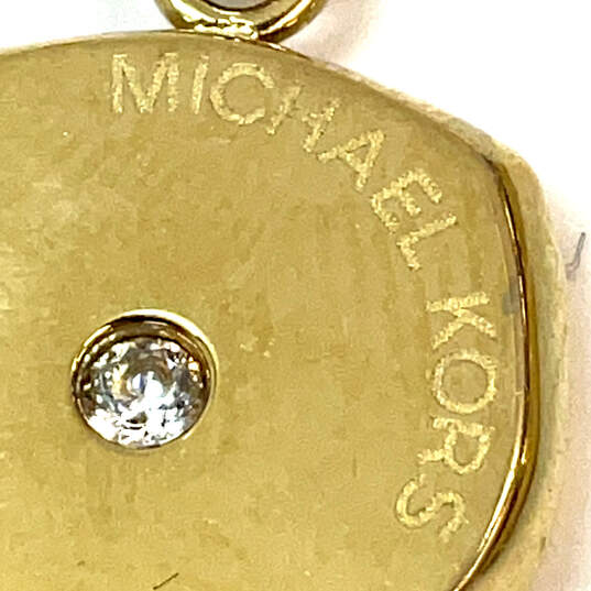 Designer Michael Kors Gold-Tone Pave Crystal Fashionable Drop Earrings image number 5