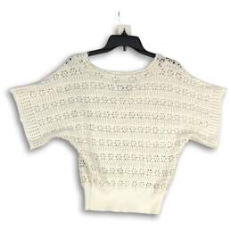 White House Black Market Womens White Crochet Short Sleeve Blouse Top Size Small alternative image