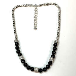 Designer Brighton Silver-Tone Rope Chain Adjustable Black Beaded Necklace alternative image