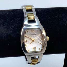 Designer Fossil ES-9825 Two-Tone Analog Rectangle White Dial Quartz Wristwatch