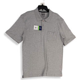 NWT Mens Gray Heather Spread Collar Short Sleeve Polo Shirt Size X-Large