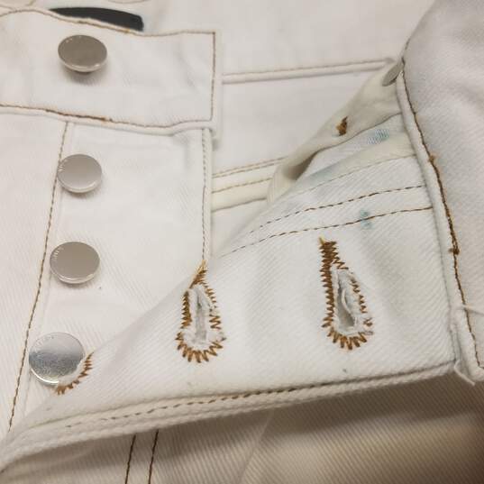 Amiri Womens White Light Wash Coin Pockets Button Fly Wide Leg Jeans Sz 26 image number 4