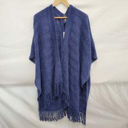 NWT Vince Camuto WM's Blue Indigo Fringe Knitted Shawl Size O/S