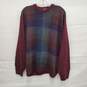 VTG 80's MN's Segreto Burgundy Plaid Crewneck Wool Blend Sweater  Size L image number 1