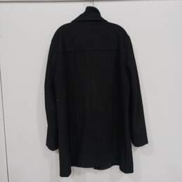 Mens Black Notch Collar Long Sleeve Pockets Single Breasted Overcoat Size L alternative image