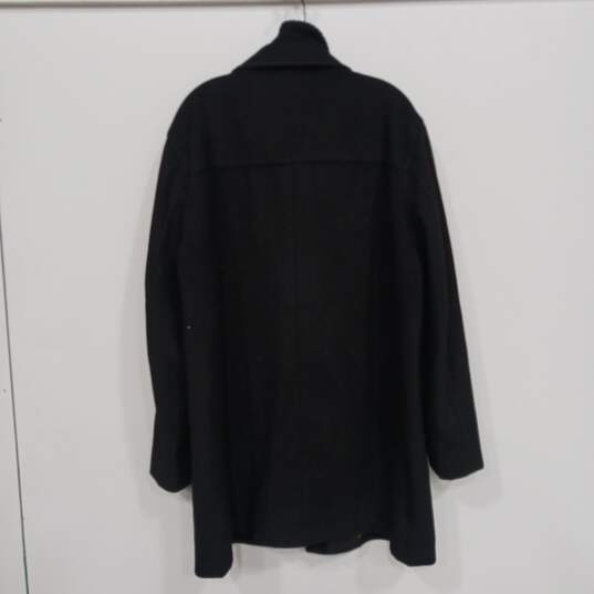 Mens Black Notch Collar Long Sleeve Pockets Single Breasted Overcoat Size L image number 2