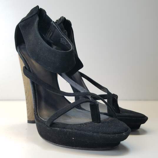 BCBG MaxAzria Jasmin High Heel Suede Strap Sandal Black 7.5 image number 3