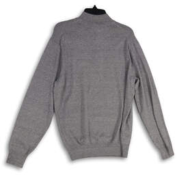 Mens Gray Knitted Long Sleeve Mock Neck 1/4 zip Pullover Sweater Size M alternative image