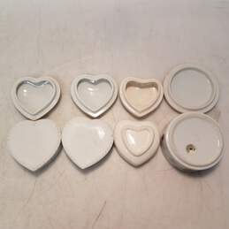 Porcelain Heart Shaped & Round Trinket Boxes w/ Flowers Squirrel Art alternative image