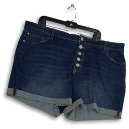 NWT Evri Womens Blue Denim Medium Wash Cuffed Boyfriend Shorts Size 22W