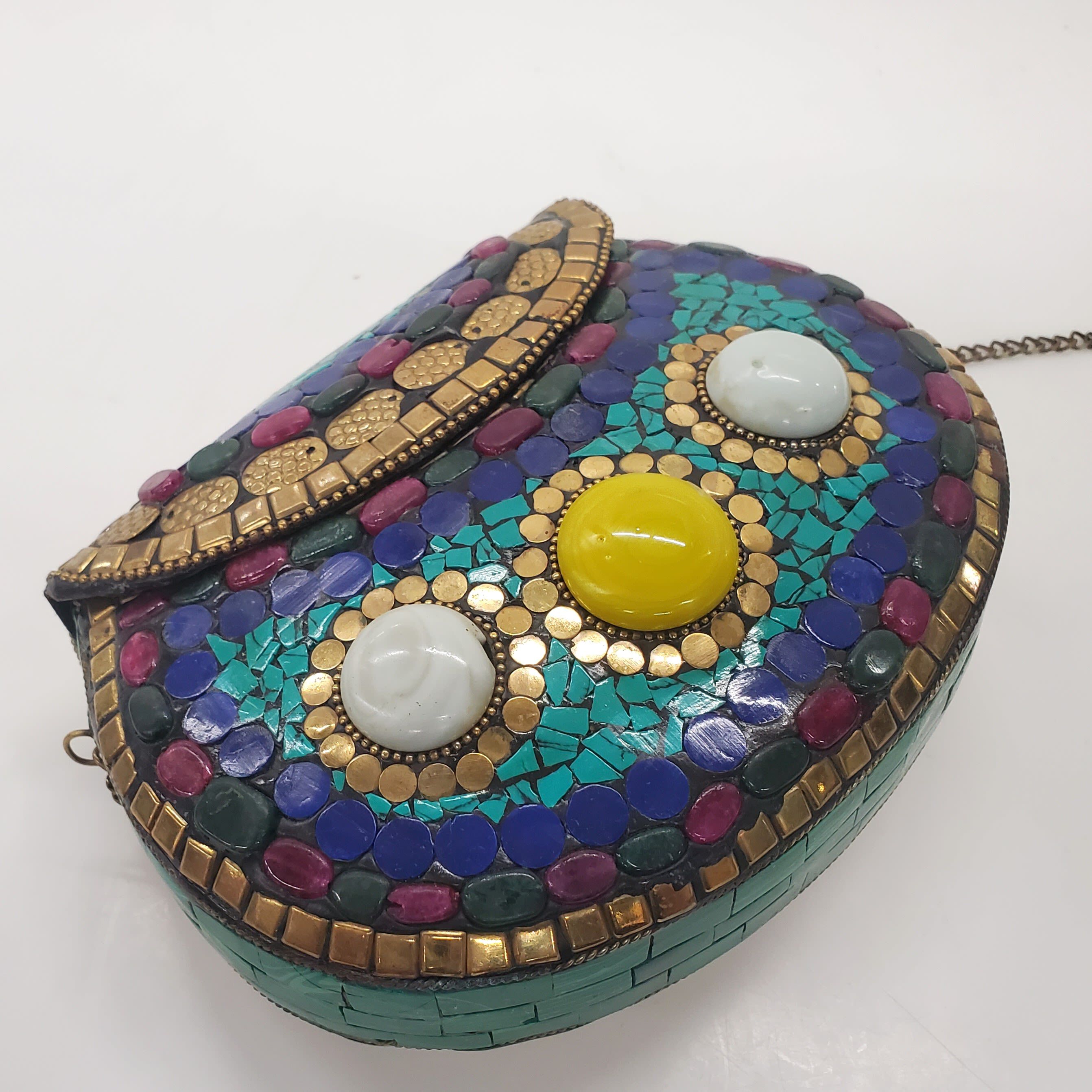 Buy Natural Stone and Brass Clutch Purse. Unique Mosaic Rustic Metal and Stones  Clutch. Boho Clutch. Vintage Clutch Purse. Indian Evening Purse. Online in  India - Etsy