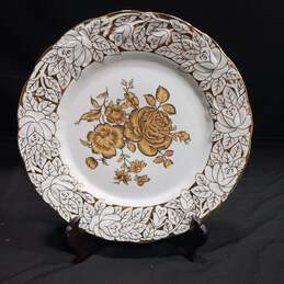 Pearl Porcelain 24ct Gold Plated Floral Decorative Plate